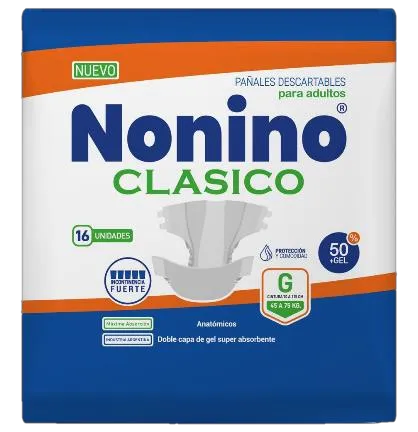 Nonino Pañal Elastizado Clásico G x16 — Bulto x5 paquetes