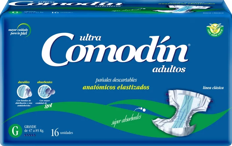 Comodín Pañal Anatómico Adulto — Grande / x16 — Bulto x5 paquetes