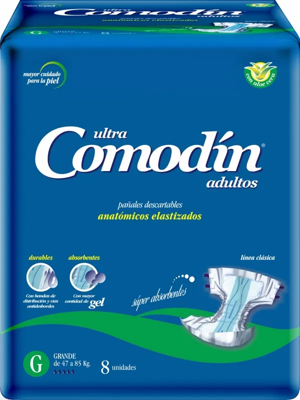 Comodín Pañal Anatómico Adulto — Grande / x8 — Bulto x10 paquetes