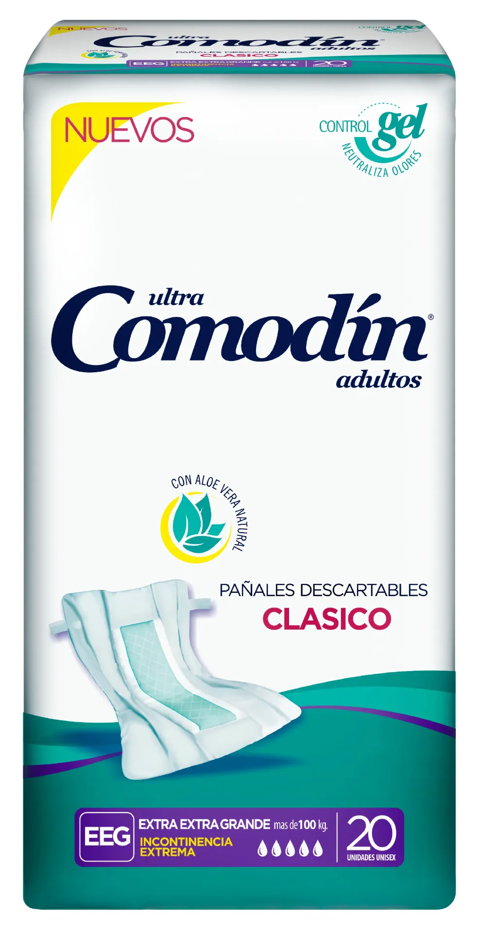 Comodín Pañal Recto Clásico — Extra Extra Grande / x20 — Bulto x4 paquetes