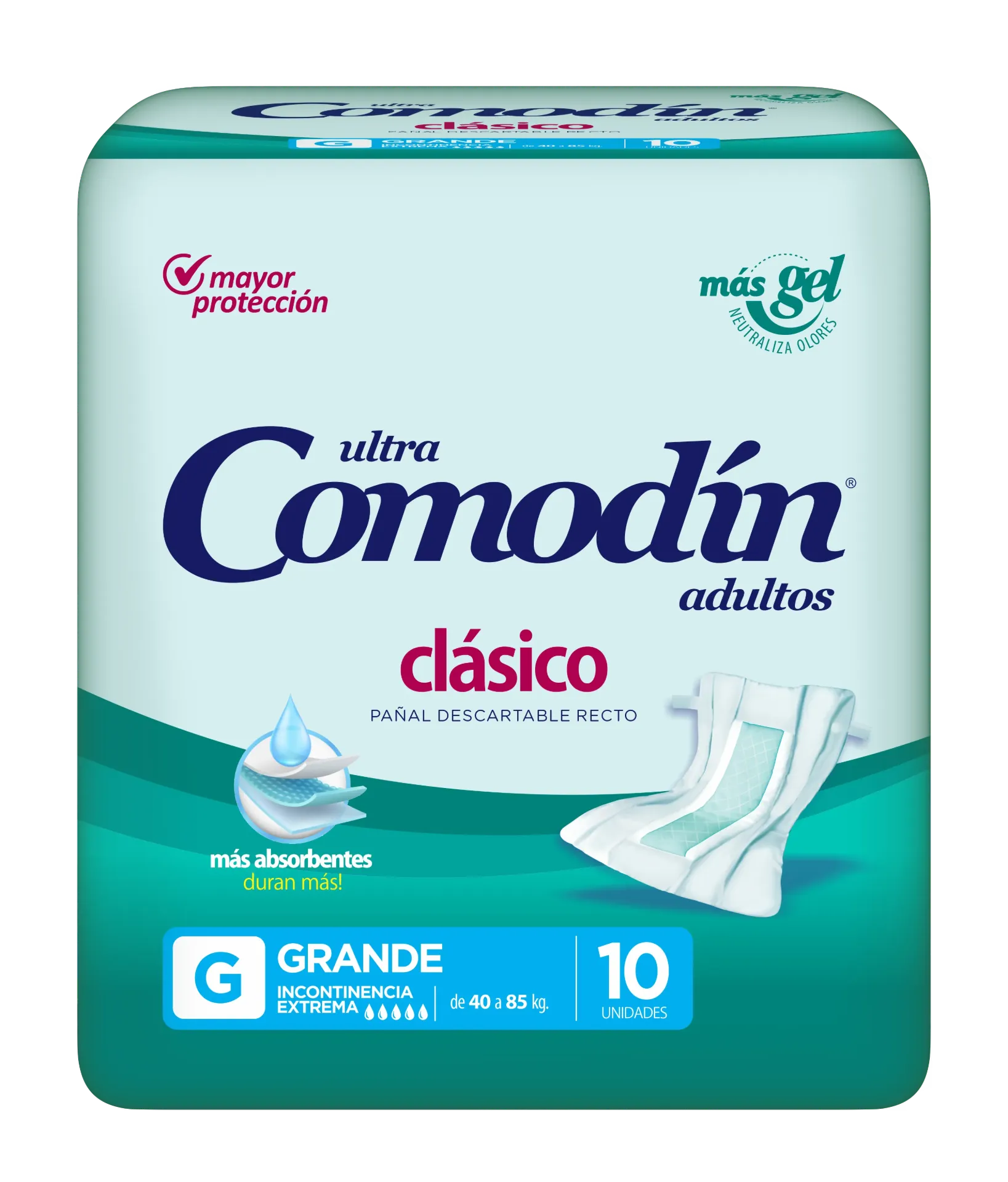 Comodín Pañal Recto Clásico — Grande / x10 — Bulto x8 paquetes